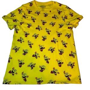 Pac-Man Mens T Shirt Size M Yellow Short Sleeve All Over Print